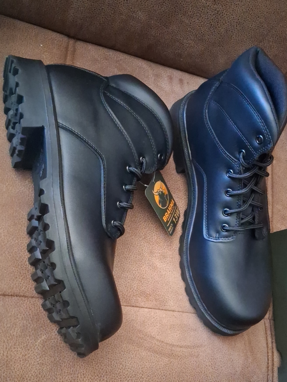 Brahma Escott Men's Black Lace-Up Work Boots Size 13 Wide